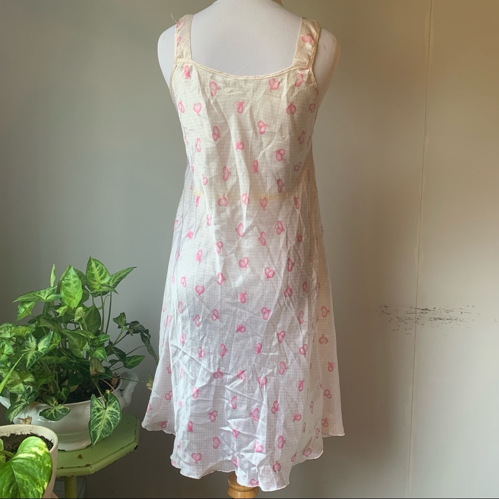 Vintage Valentineโs heart Print Soft Nightgown Slip Pajamas Intimates Lingerie - Picture 6 of 6